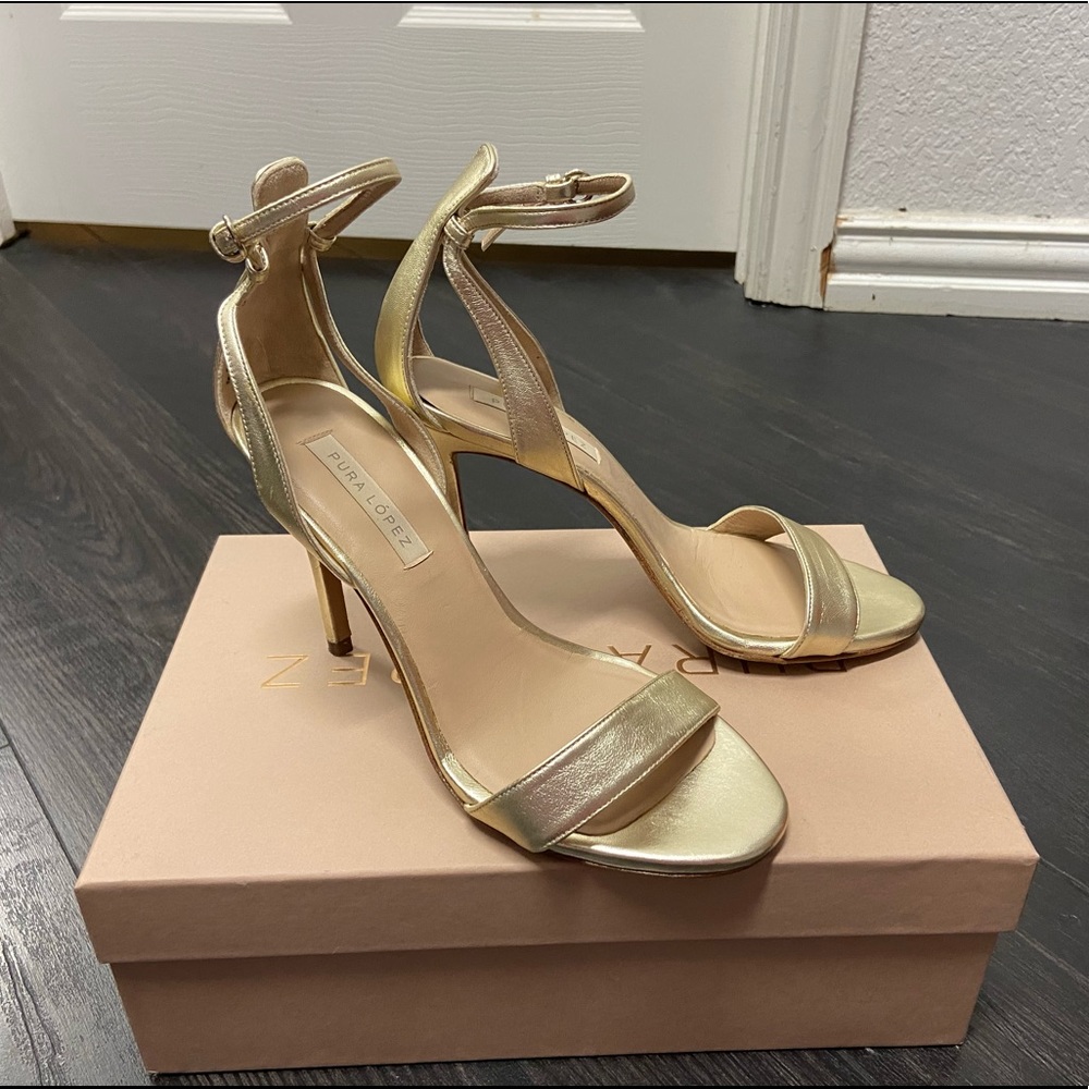 Pura Lopez Ankle Strap Metalic Sandal